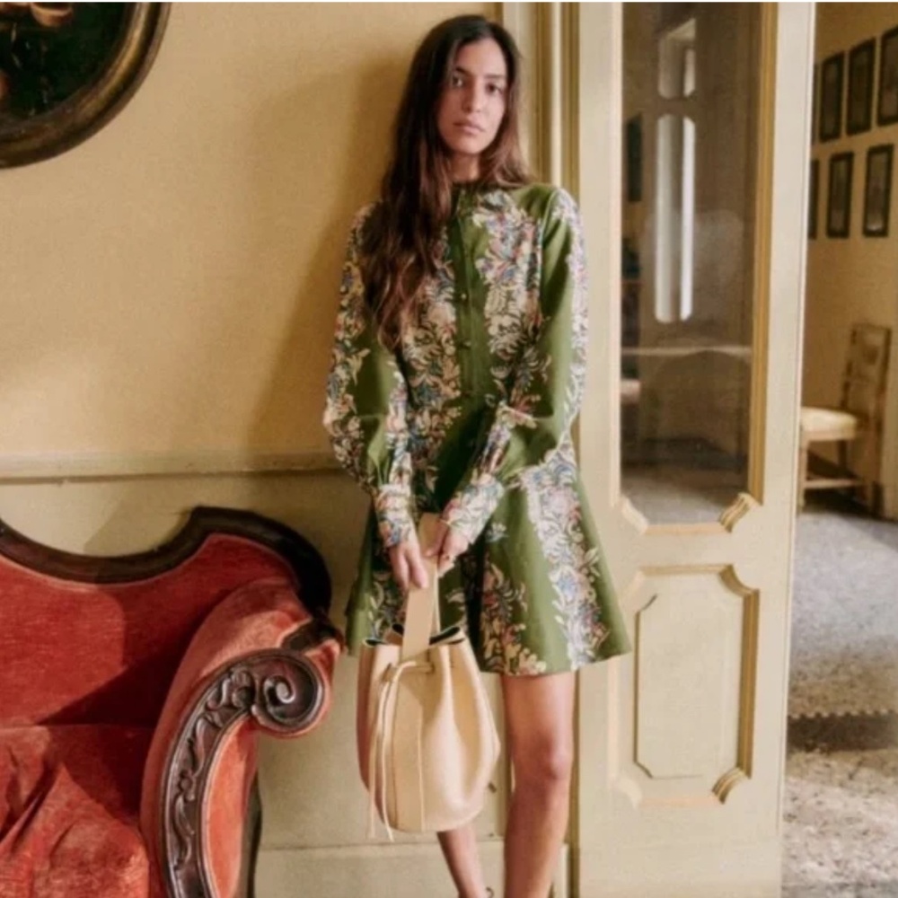 Sezane Caprice Dress Floral Border - Size 2